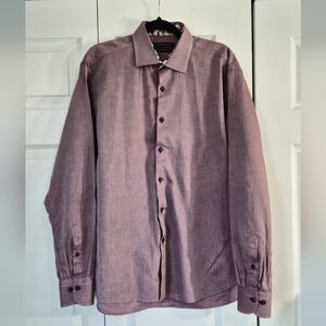 Hammer Made Italy Burgundy Herringbone Dress Shirt | 16.5 / 42